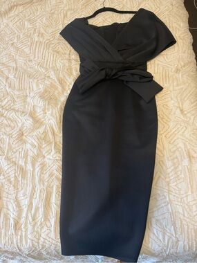 ASOS Elegant Black Off-Shoulder Bow-Detail Dress